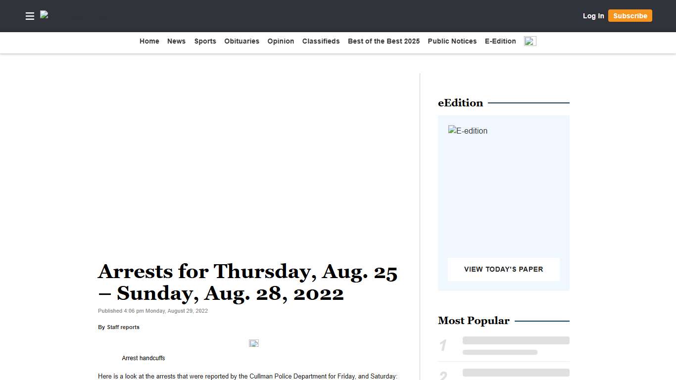 Arrests for Thursday, Aug. 25 – Sunday, Aug. 28, 2022 The Cullman Times